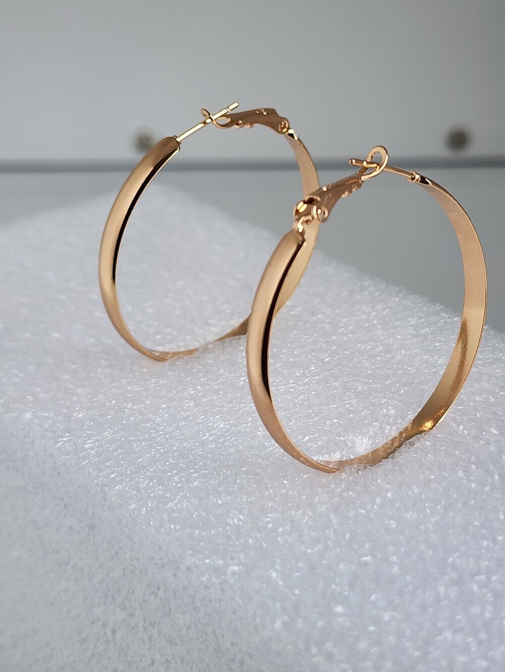 Rose Gold Plated 40mm Hoop Earrings Thin Lightweight Trendy Chic
